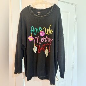 torrid Black Holiday Embroidered 'Are We Merry Yet?' Sweater